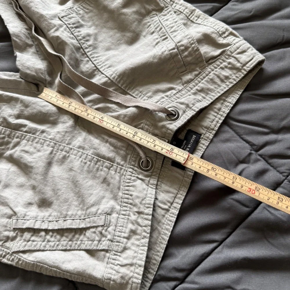 Banana Republic Martin Fit Pants Womens 0 Grey Excellent Linen Blend Utility